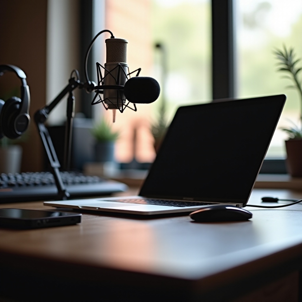 prosty sprzęt podcastowy macbook