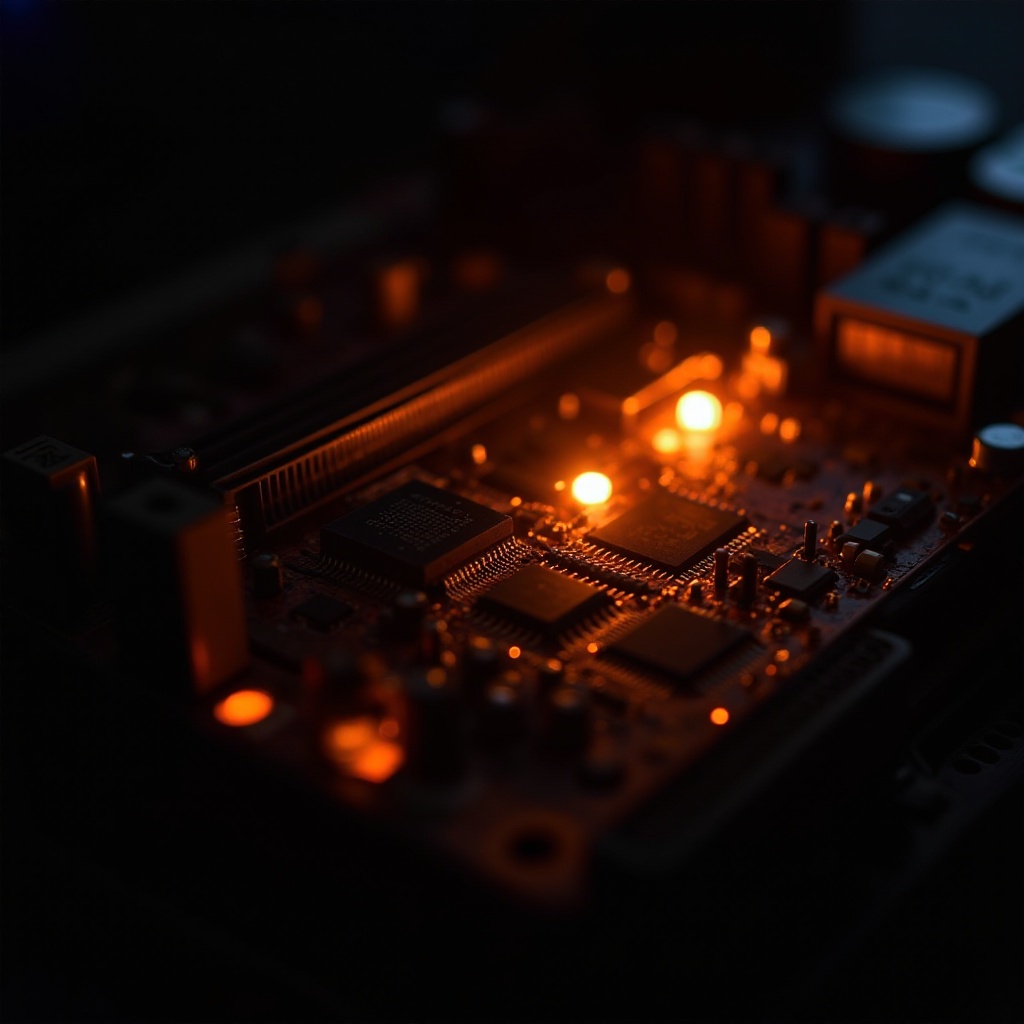 oranje lampje op moederbord geen display