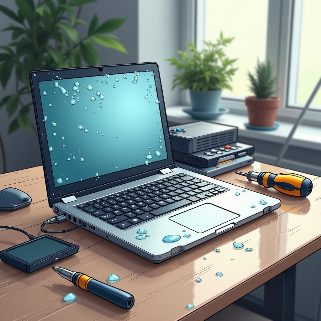 ノートパソコンが濡れて電源が入らない