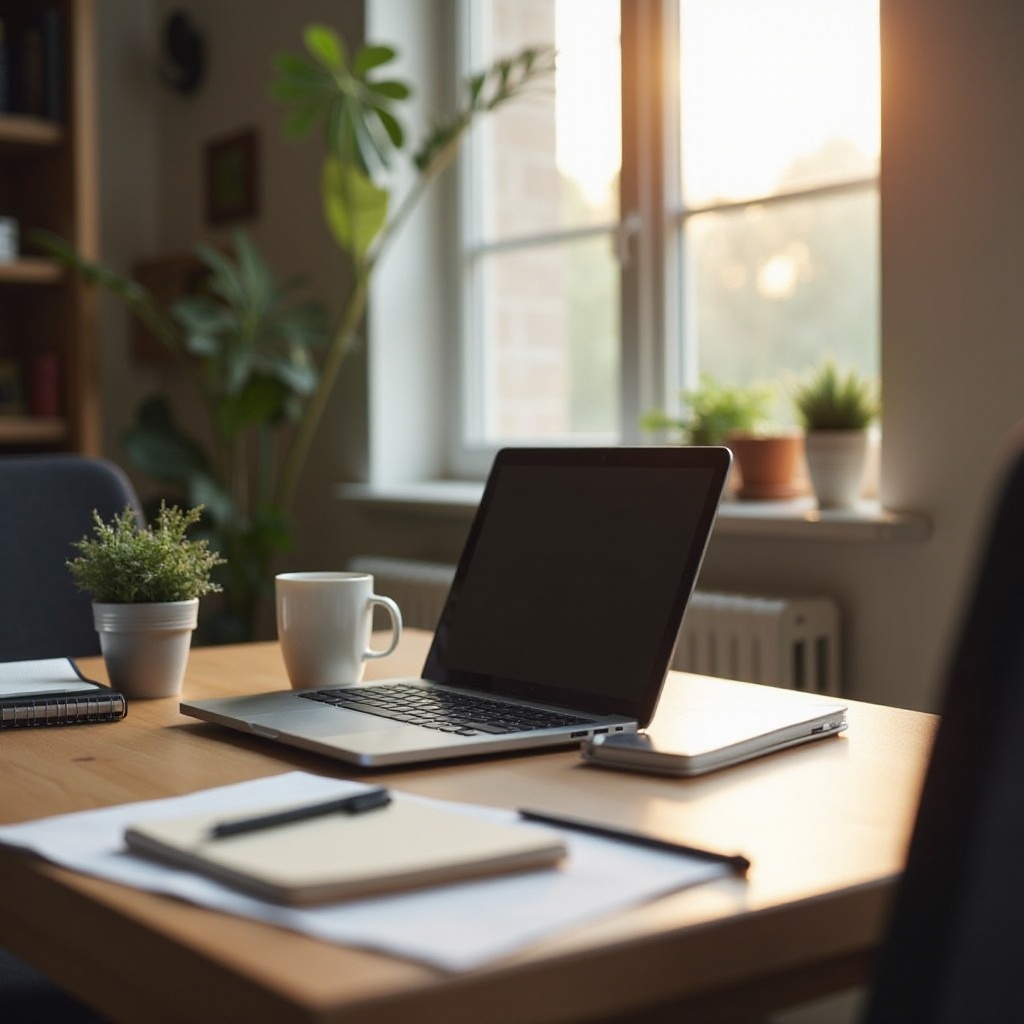 college laptopopstelling met bureau