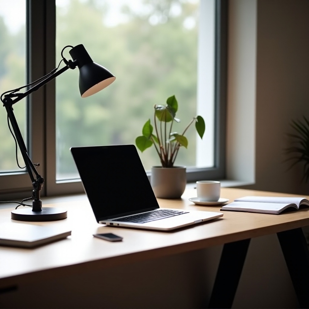 college laptopopstelling met bureau