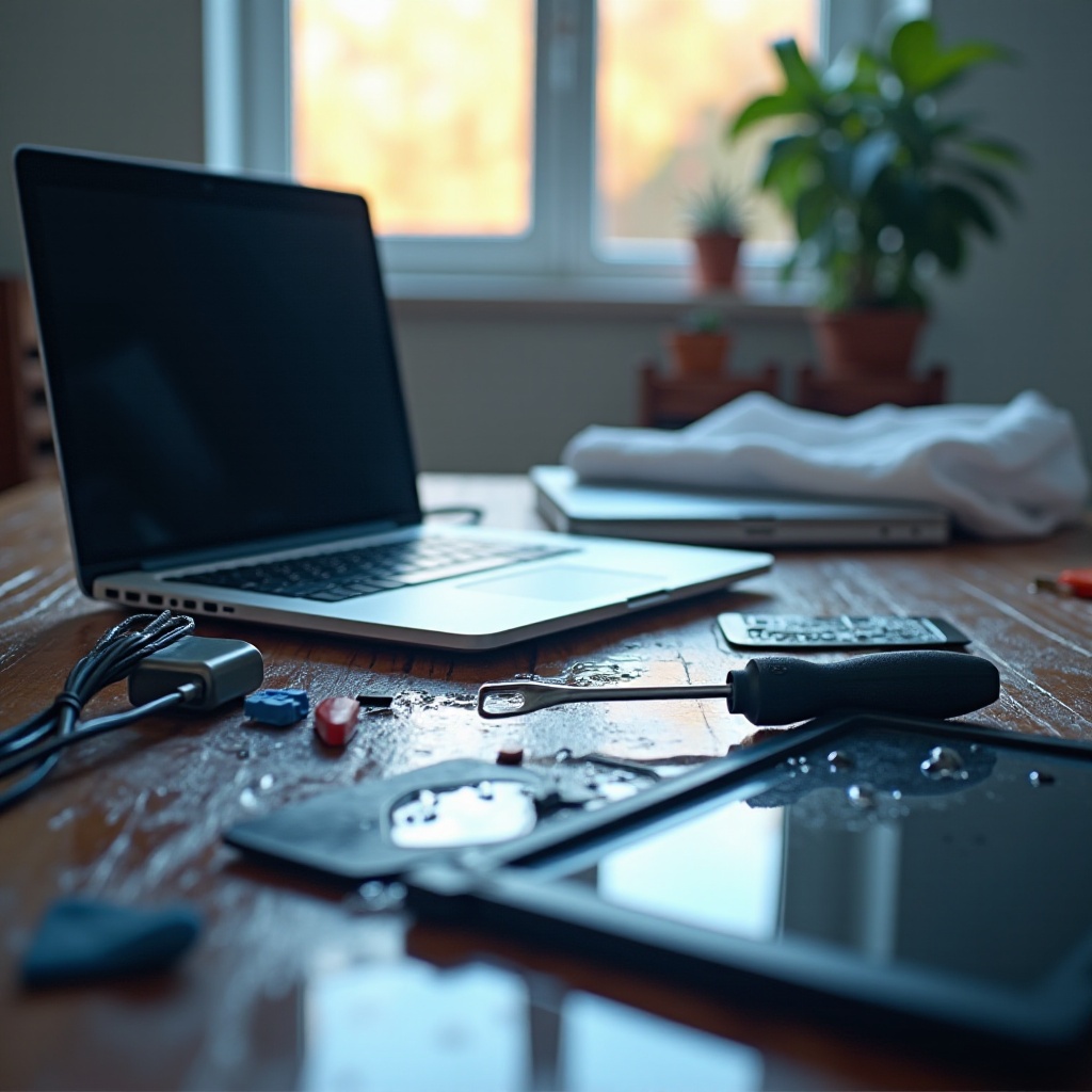 kannettava kastui eikä käynnisty