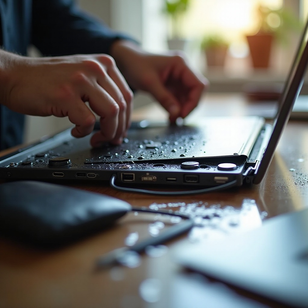 laptop is nat geworden en gaat niet aan