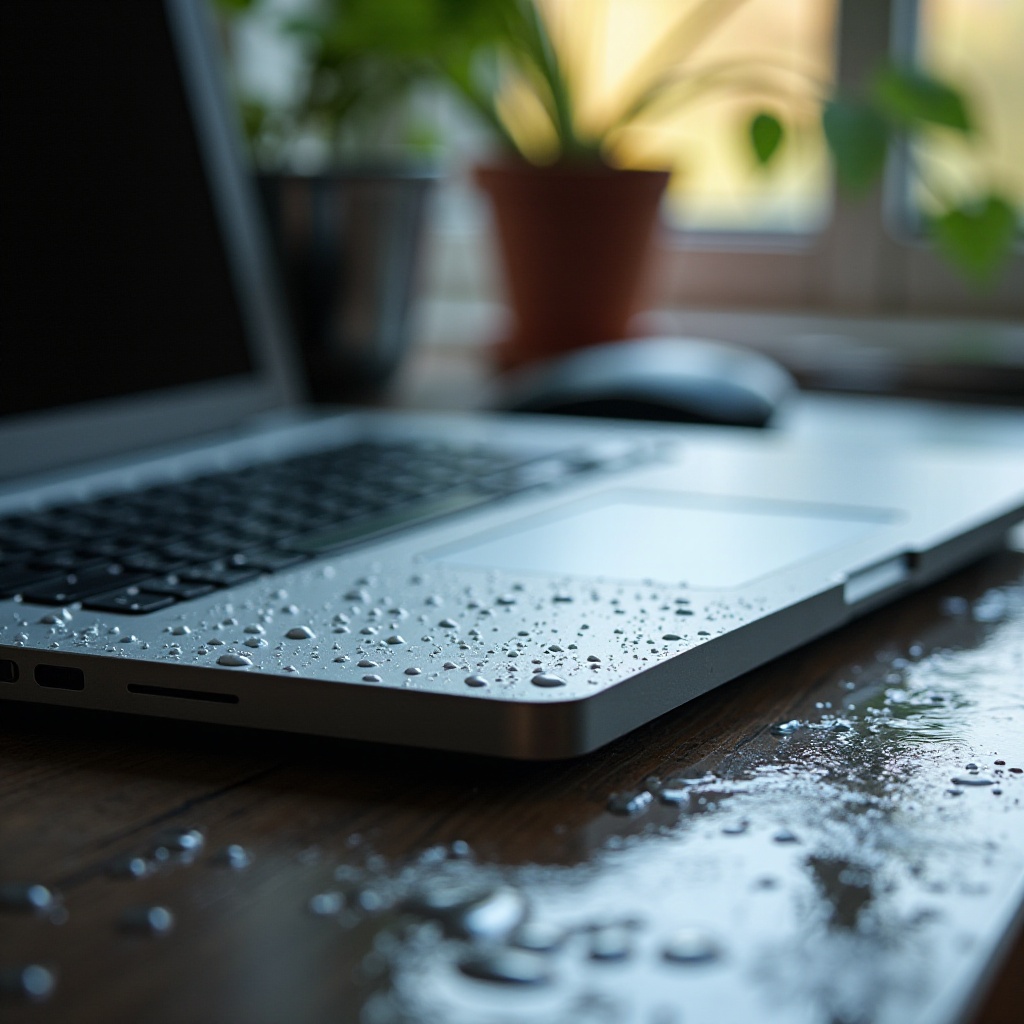 laptop is nat geworden en gaat niet aan
