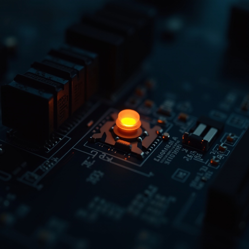 oranje lampje op moederbord geen display