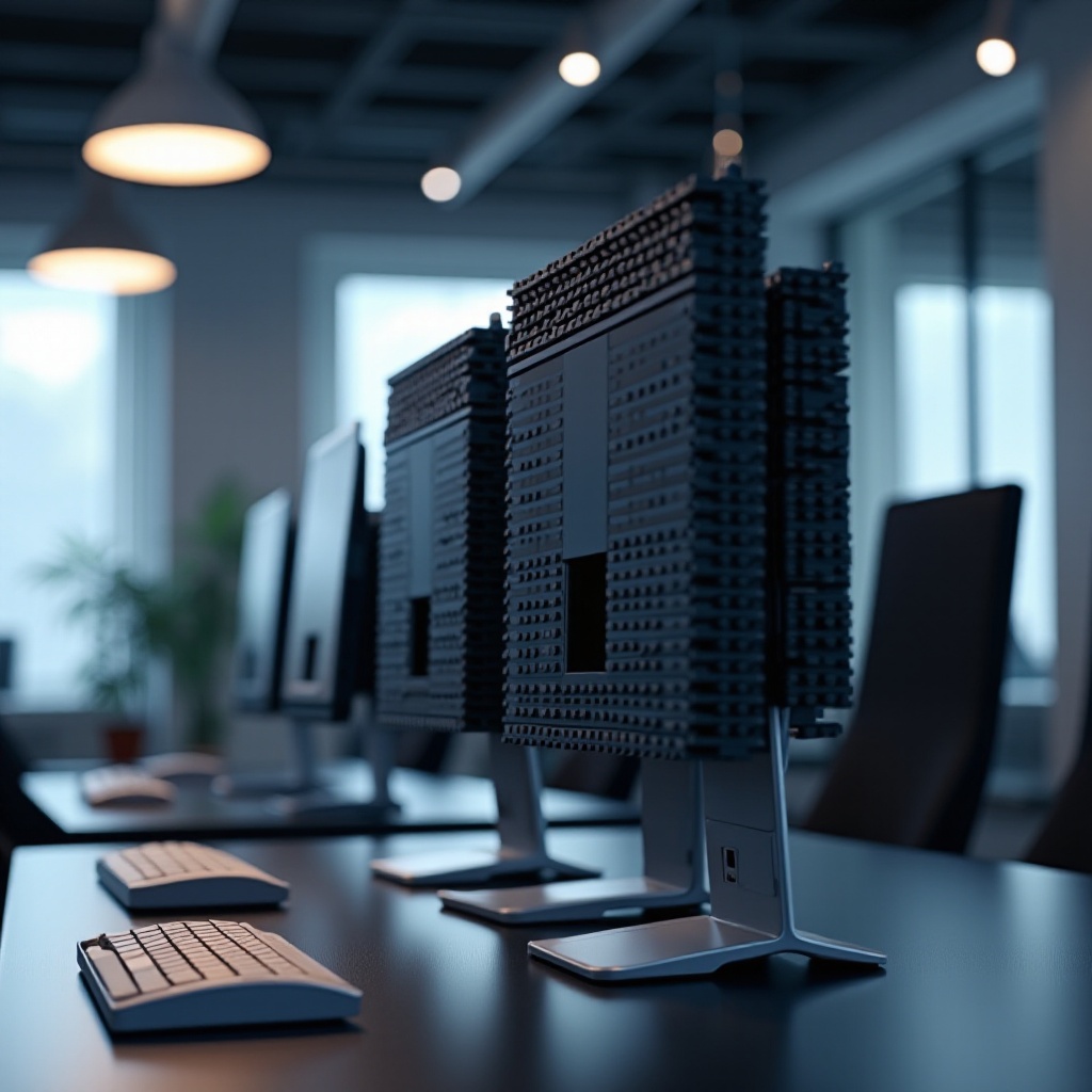 monitors stapelen samen als lego