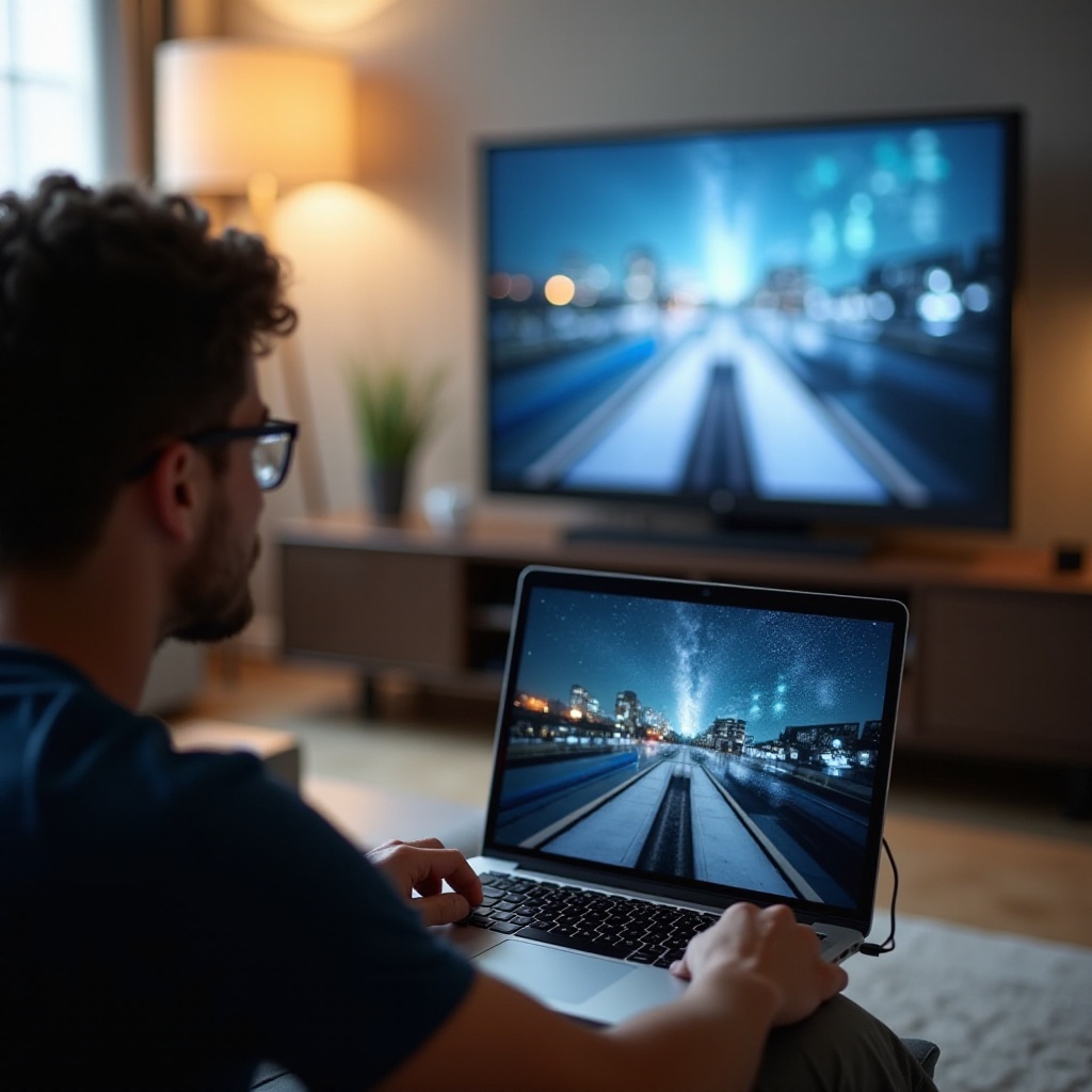 lähetys kannettavasta televisioon näytön venytetty